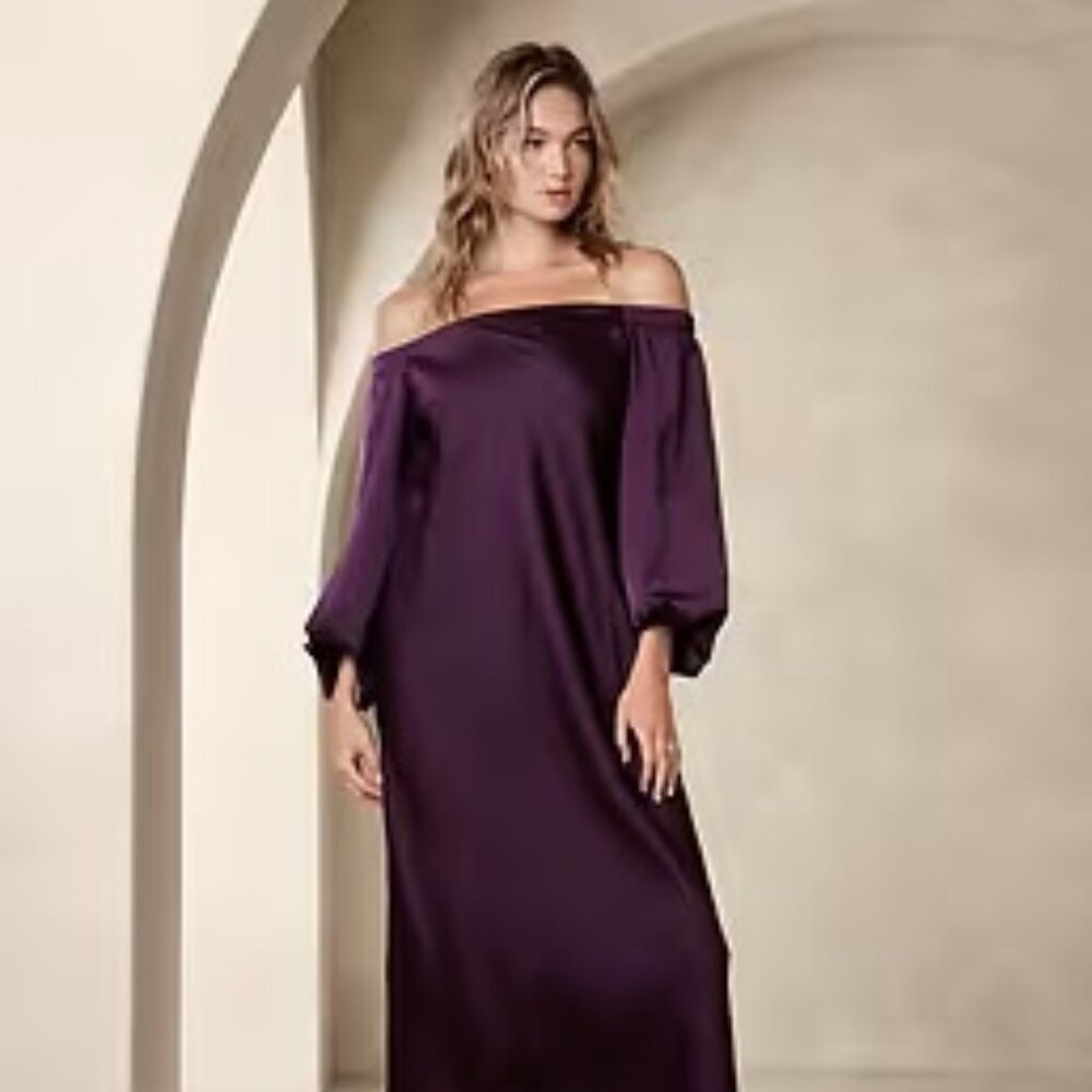 Banana Republic Factory,  Off-The-Shoulder Blousant Maxi Dress, Size M,